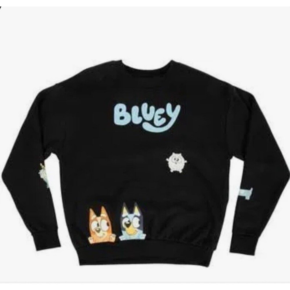 Disney Bluey Adult Black Crewneck Sweatshirt Size Small